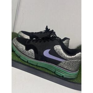 NIKE AIR LUNAR SAFARI FUSE + BLACK PURPLE GREEN SILVER ATMOS 525059-073 Sz 14